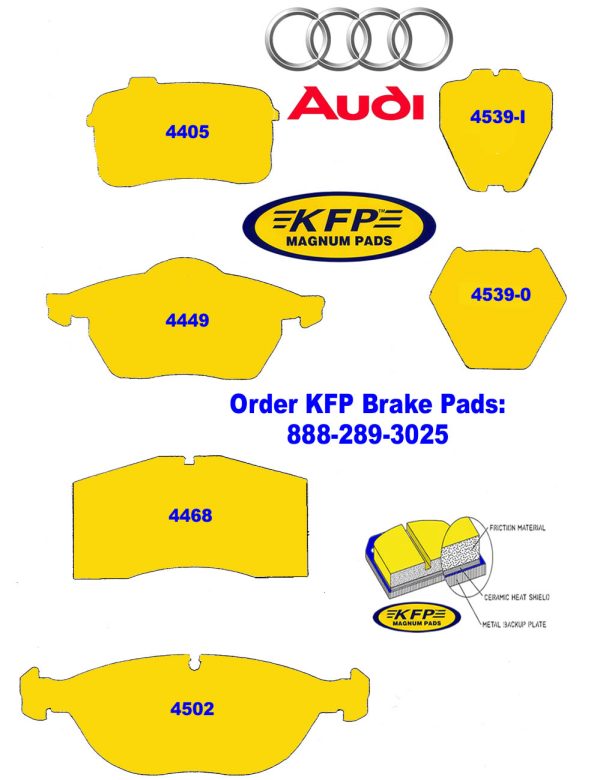 Audi brake pads ~ KFP4405 - KFP4449 - KFP4468 - KFP4502 - KFP4539-I - KFP4539-0
