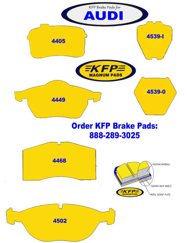 Audi brake pads ~ KFP4405 - KFP4449 - KFP4468 - KFP4502 - KFP4539-I - KFP4539-0