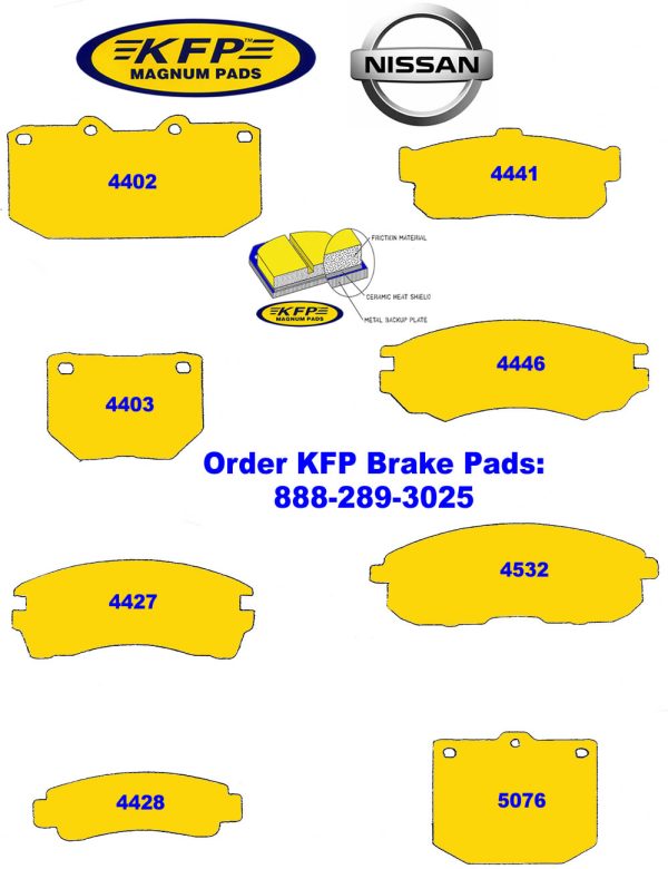 Nissan racing brake pads - KFP4402 - KFP4403 - KFP4427 - KFP4428 - KFP4441 - KFP4446 - KFP4532 - KFP5076