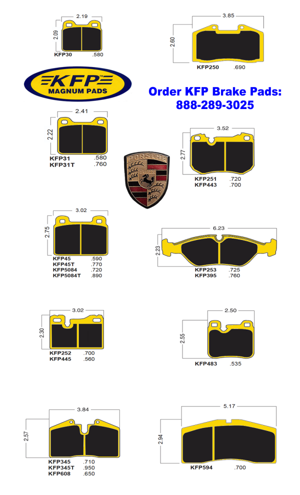KFP30 - KFP31 - KFP31T - KFP45 - KFP45T - KFP5084 - KFP5084T - KFP250 - KFP251 - KFP252 - KFP443 - KFP253 - KFP395 - KFP445 - KFP483 - KFP345 - KFP345T - KFP608 - KFP594 for Porsche