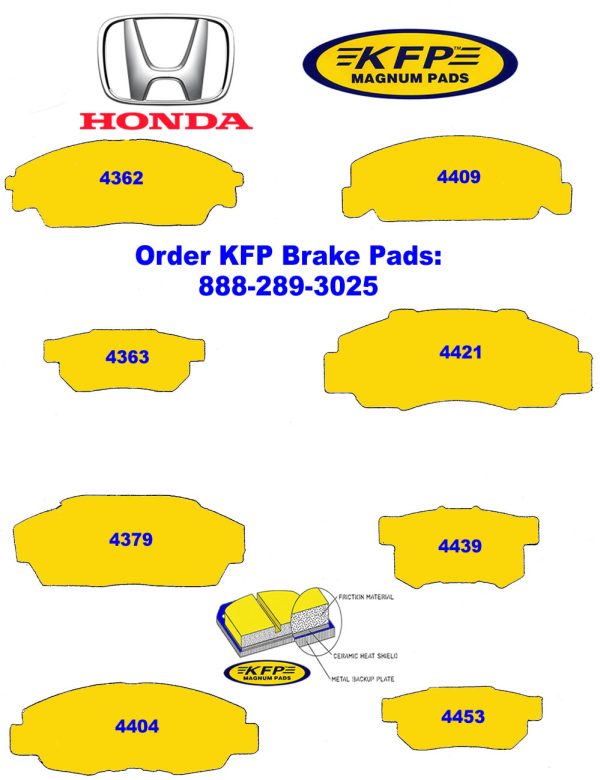 Honda Brake Pads ~ KFP4362 - KFP4363 - KFP4379 - KFP4404 - KFP4409 - KFP4421 - KFP4439 - KFP4453