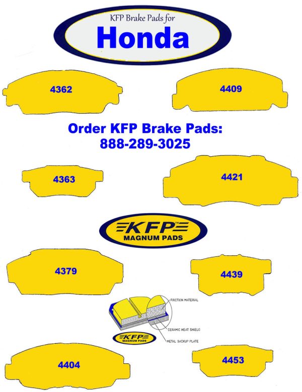 Honda Brake Pads ~ KFP4362 - KFP4363 - KFP4379 - KFP4404 - KFP4409 - KFP4421 - KFP4439 - KFP4453