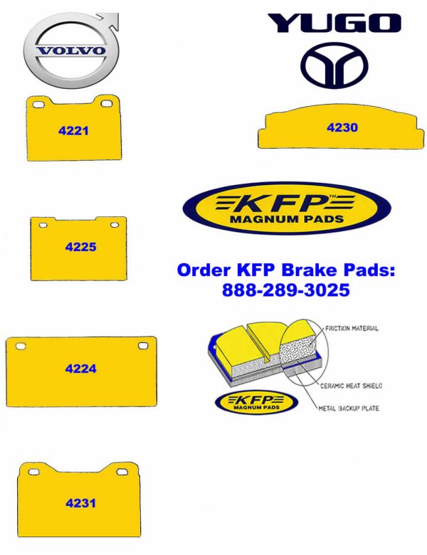 Volvo & Yugo Brake Pads ~ KFP4221 - KFP4225 - KFP4224 - KFP4231 - KFP4230