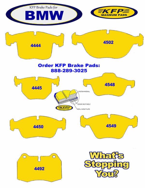 BMW brake pads -KFP4444 - KFP4445 - KFP4450 - KFP4492 - KFP4502 - KFP4548 - KFP4549