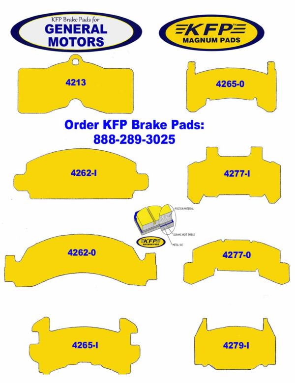 General Motors GM brake pads - KFP4213 - KFP4262-I - KFP4262-0 - KFP4265-I - KFP4265-0 - KFP4277-I - KFP4277-0 - KFP4279-1