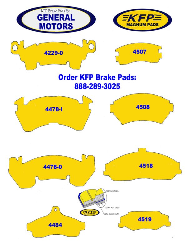 General Motors GM brake pads - KFP4229-0 - KFP4478-I - KFP4478-0 - KFP4484 - KFP4507 - KFP4508 - KFP4518 - KFP4519