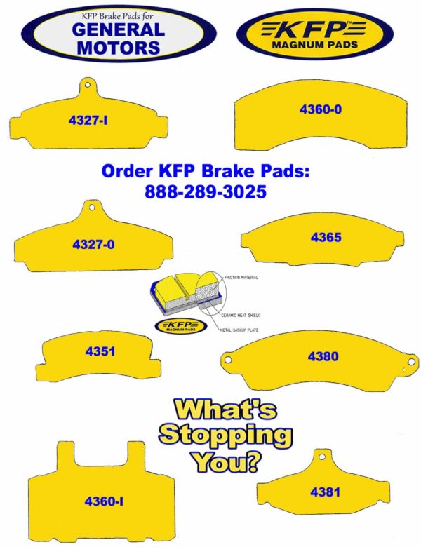 General Motors GM brake pads - KFP4327-I - KFP4327-0 - KFP4351 - KFP4360-I - KFP4360-0 - KFP4365 - KFP4380 - KFP4381