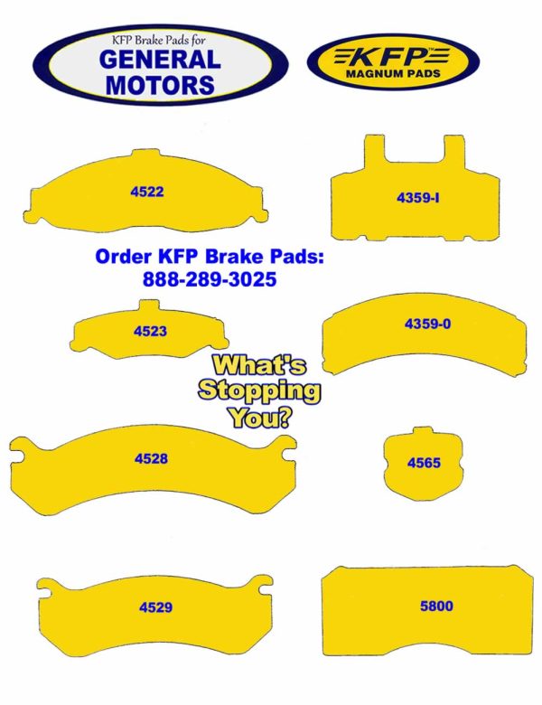 General Motors GM brake pads - KFP4522 - KFP4523 - KFP4528 - KFP4529 - KFP4359-I - KFP4359-0 - KFP4565 - KFP5800