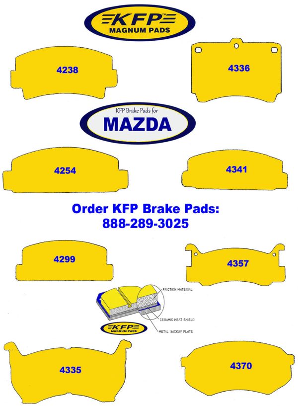 Mazda brake pads - KFP4238 - KFP4254 - KFP4299 - KFP4335 - KFP4336 - KFP4341 - KFP4357 - KFP4370