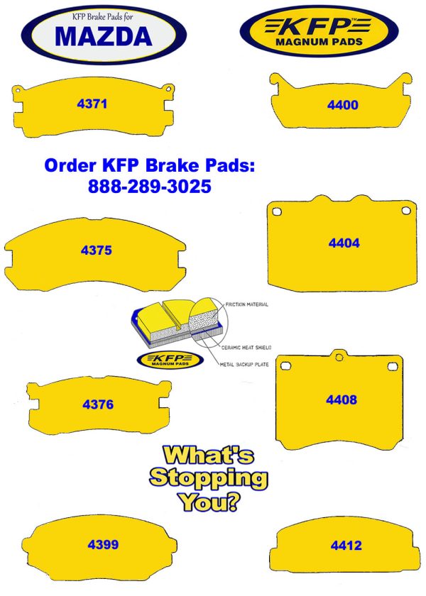 Mazda brake pads - KFP4371 - KFP4375 - KFP4376 - KFP4399 - KFP4400 - KFP4404 - KFP4408 - KFP4412