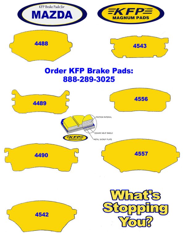 Mazda brake pads - KFP4488 - KFP4489 - KFP4490 - KFP4542 - KFP4543 - KFP4556 - KFP4557