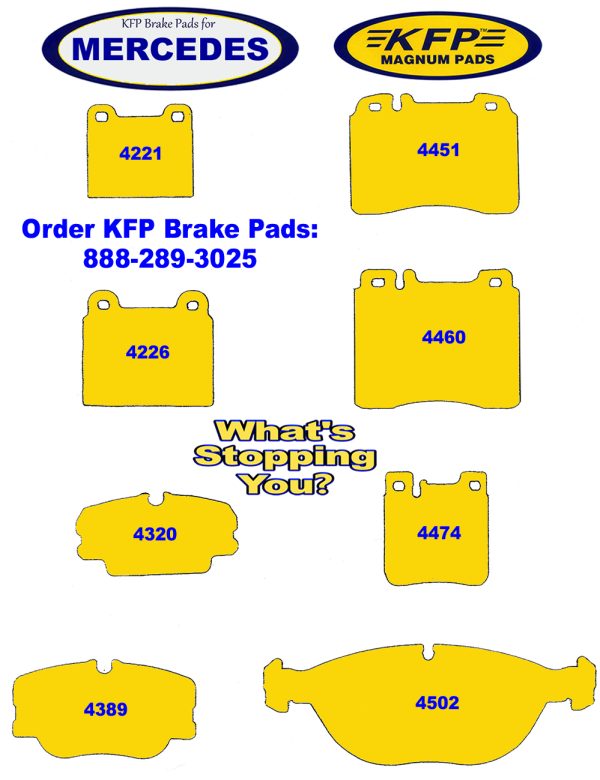 Mercedes KFP brake pads - 4221 - 4226 - 4320 - 4389 - 4451 - 4460 - 4474 - 4502 - 4541 - 4552 - 6112