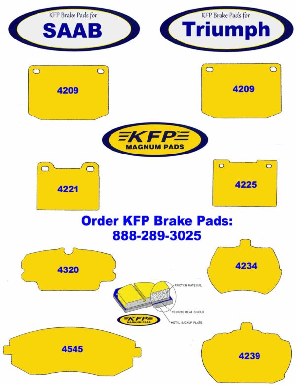 Saab Triumph Brake Pads - KFP4209 - KFP4221- KFP4225 - KFP4234 - KFP4239 - KFP4320 - KFP4545