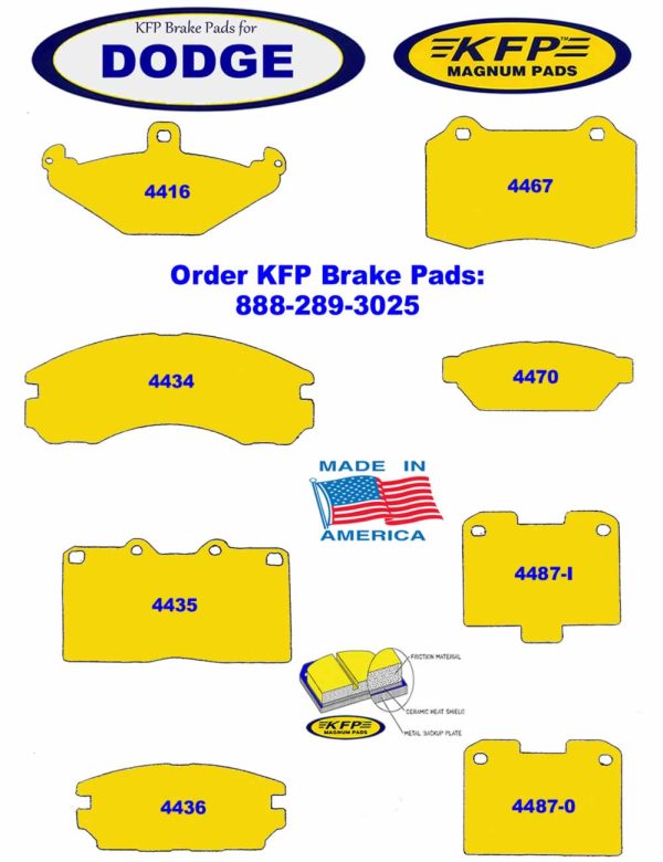 Dodge brake pads - KFP4416 - KFP4434 - KFP4435 - KFP4436 - KFP4467 - KFP4470 - KFP4487-I - KFP4487-0