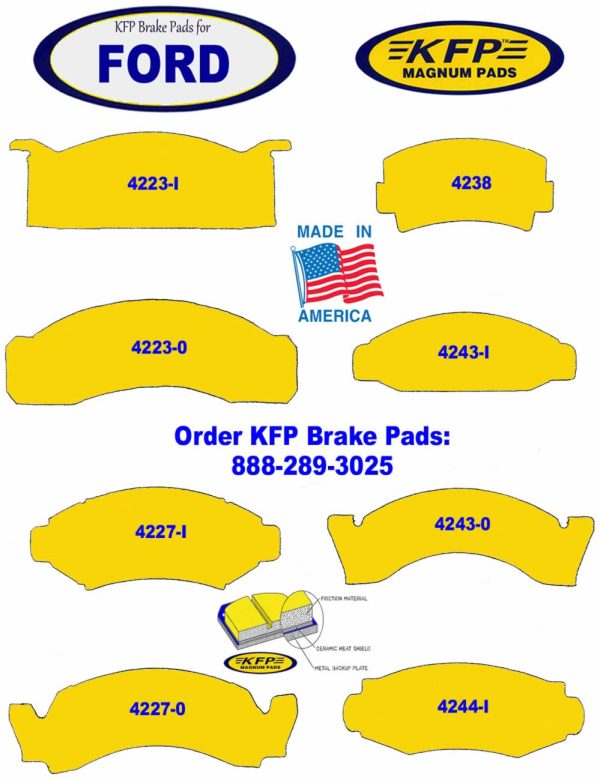 Ford brake pads - KFP4223-I - KFP4223-0 - KFP4227-I - KFP4227-0 - KFP4238 - KFP4243-I - KFP4243-0 - KFP4244-I